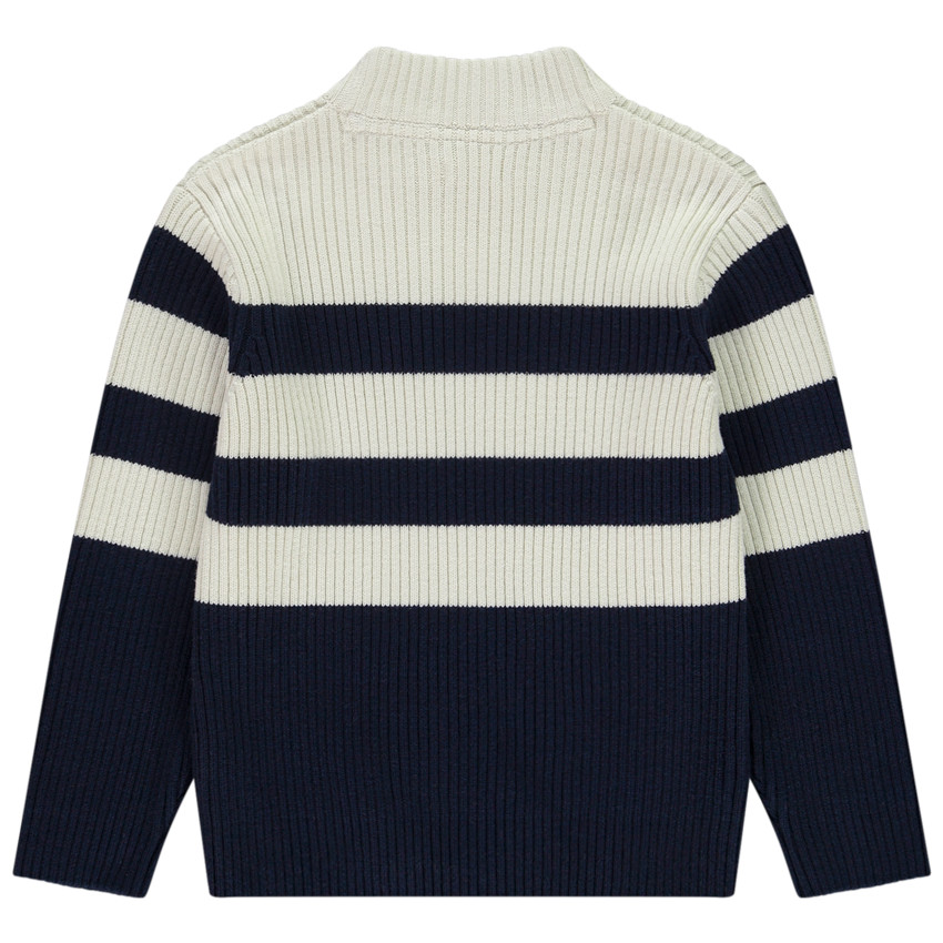 Pull manches longues à rayures en tricot côte pour garçon  