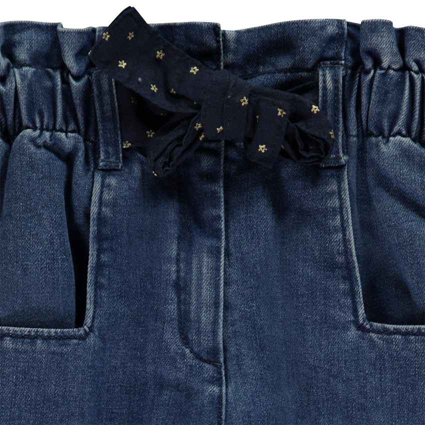 Jean paperbag en denim avec ceinture fantaisie pour fille 