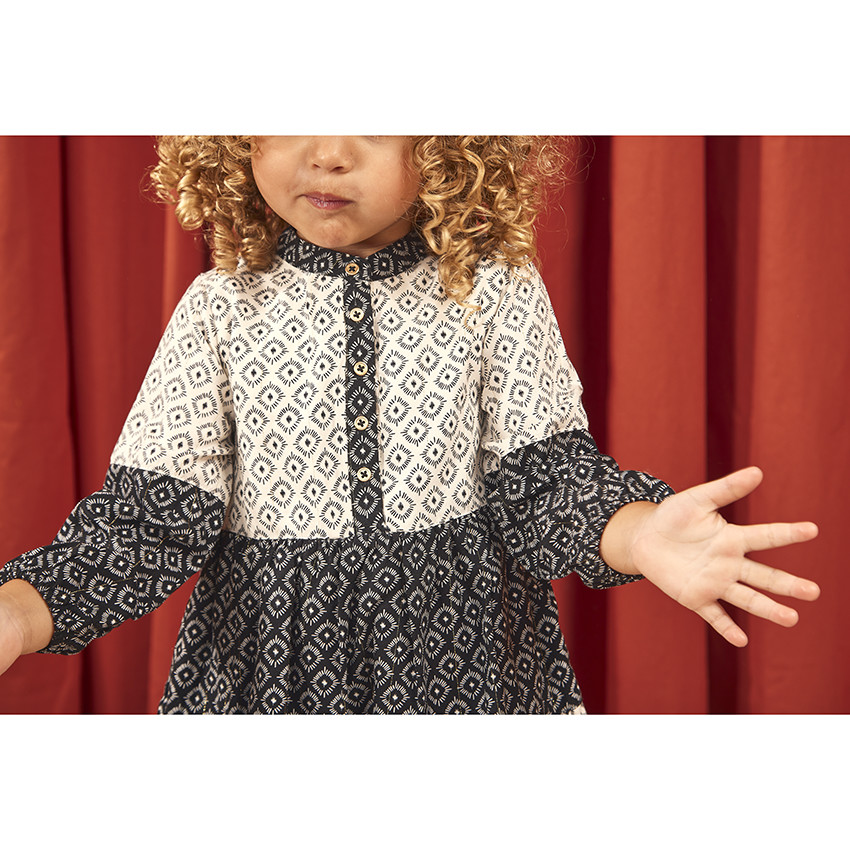 Robe manches longues imprimé ikat pour bébé fille 