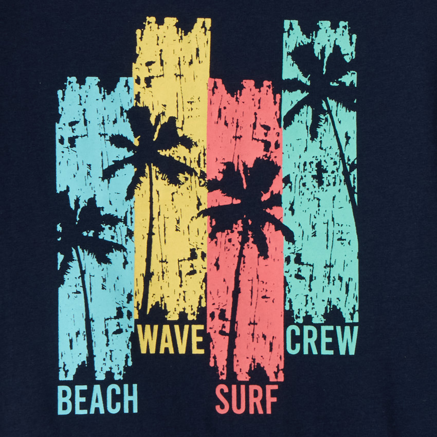 T-shirt manches courtes uni print fantaisie pour garçon 