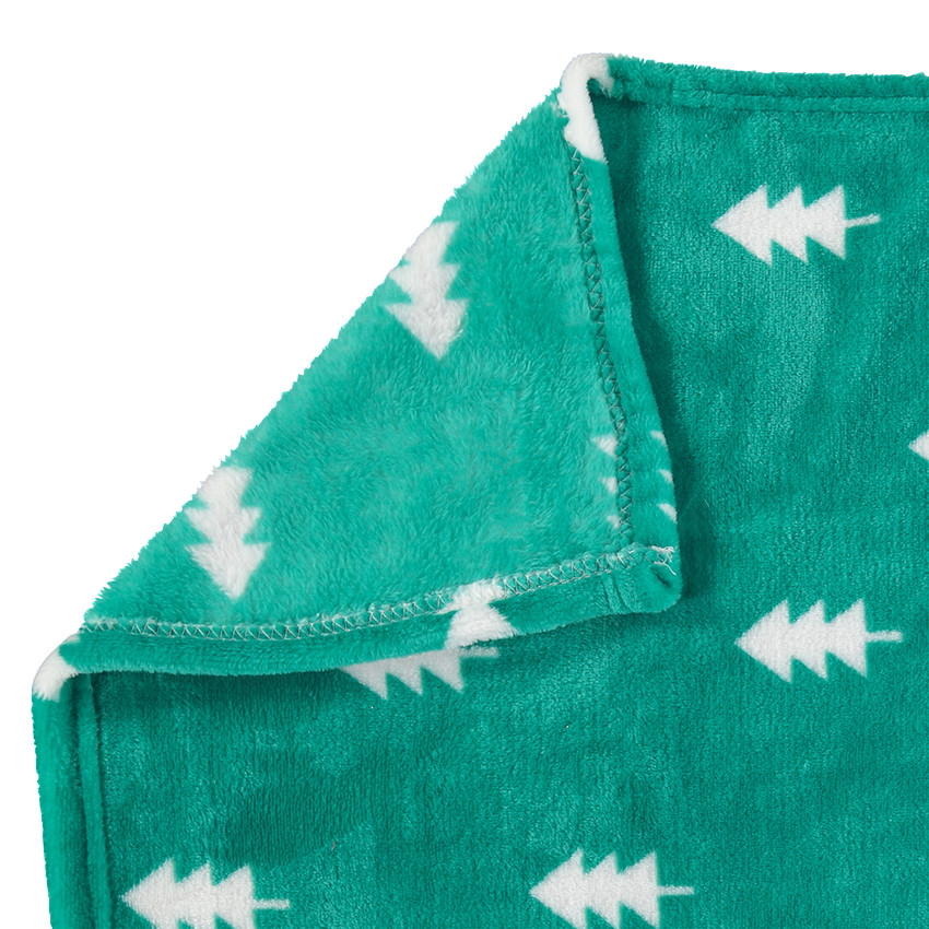 Ensemble couverture sherpa motif sapins et hochet renne  