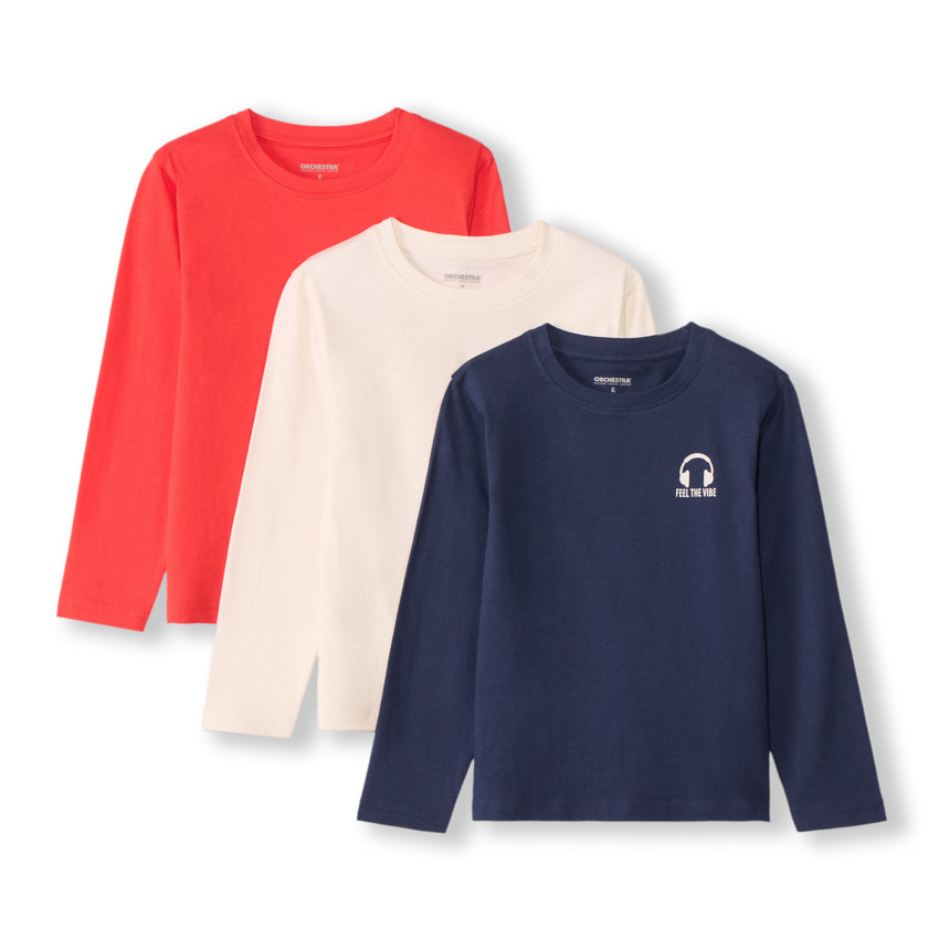 Lot de 3 t-shirts manches longues print casque pour garçon