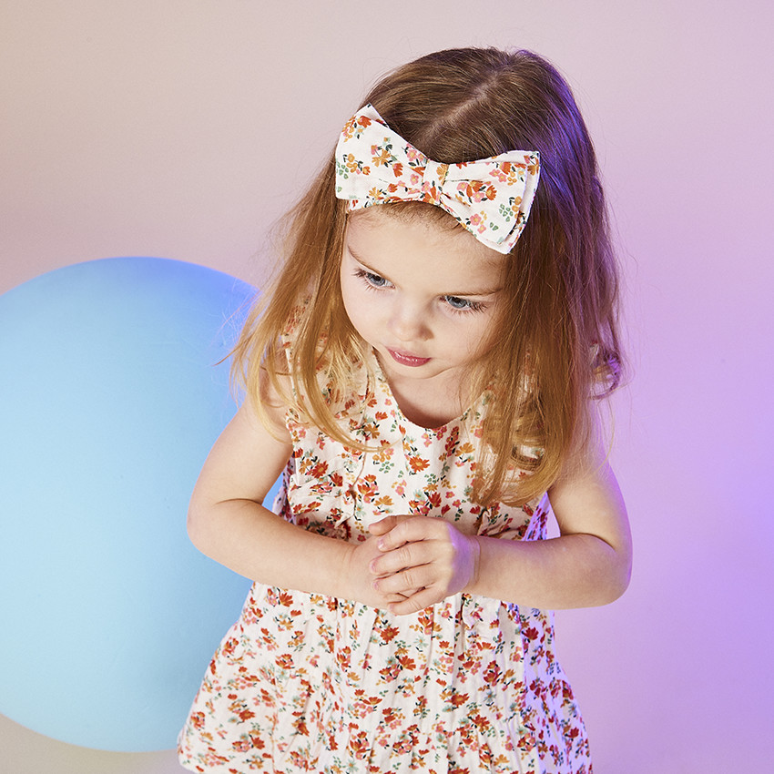 Bandeau nœud imprimé fleuris pour bébé fille  