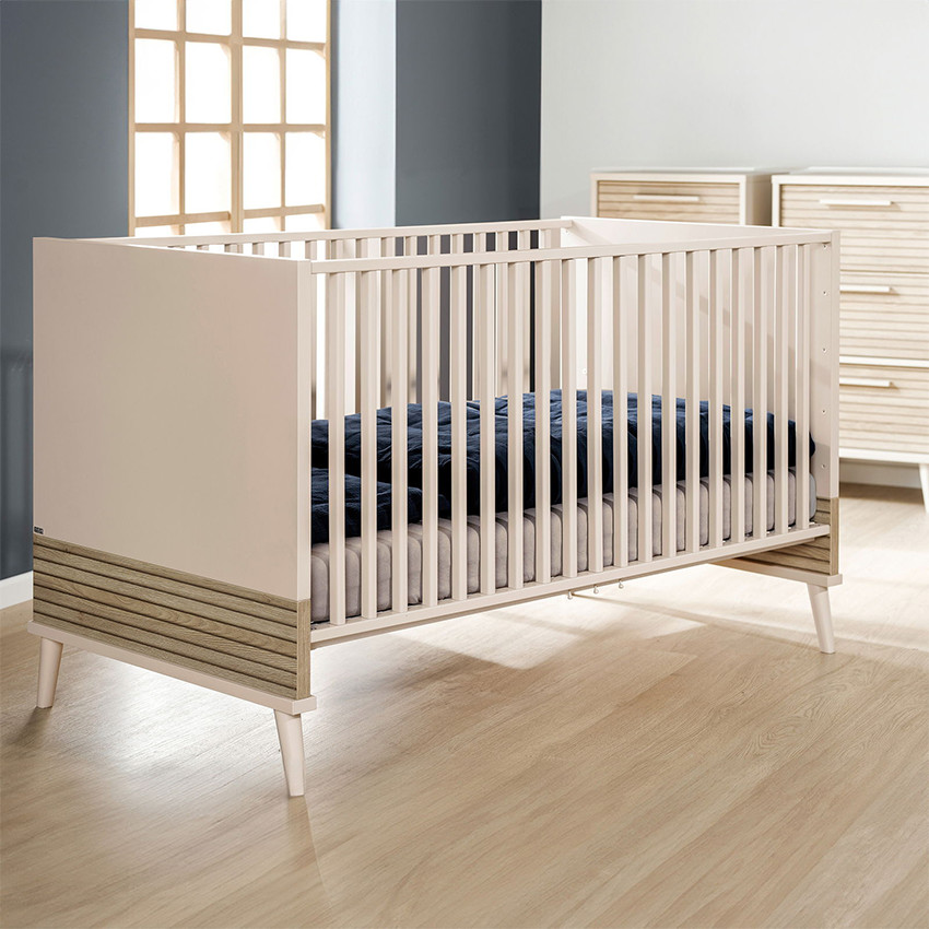 Lit bébé évolutif 70 x 140 cm Eefje beige cachemire/groovy oak 