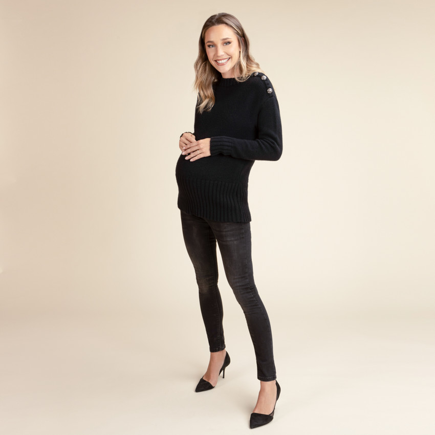 Jean de grossesse skinny effet délavé à bandeau haut 