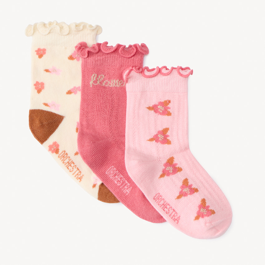 Lot de 3 paires de chaussettes effet ondulé pour bébé fille