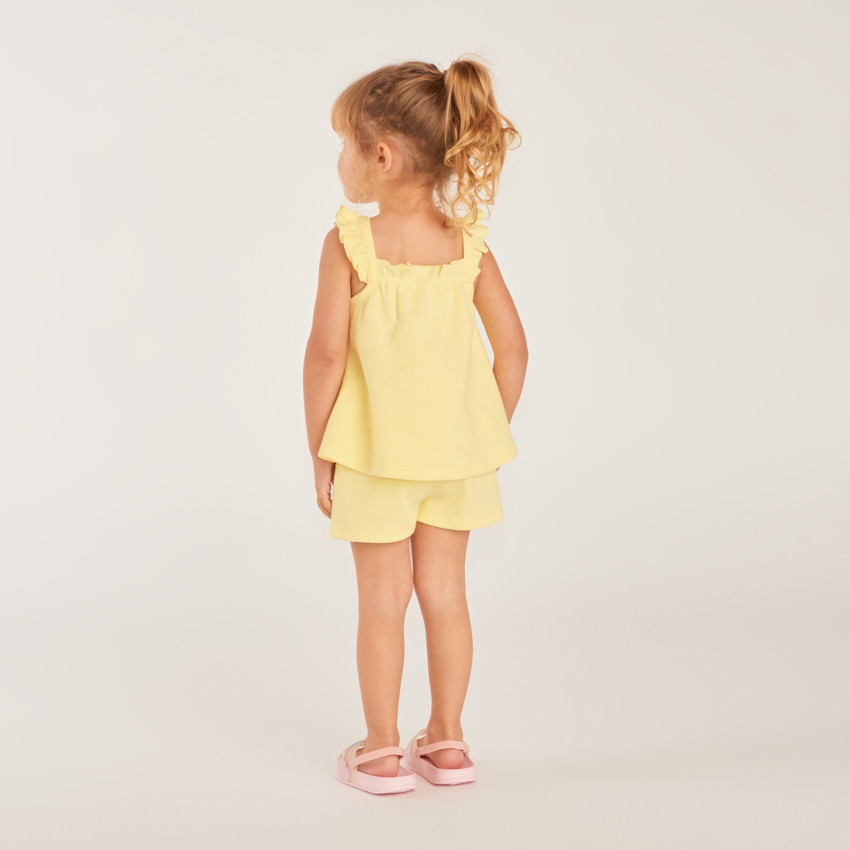 Ensemble 2 pièces tunique + short en maille fantaisie uni pour bébé fille 