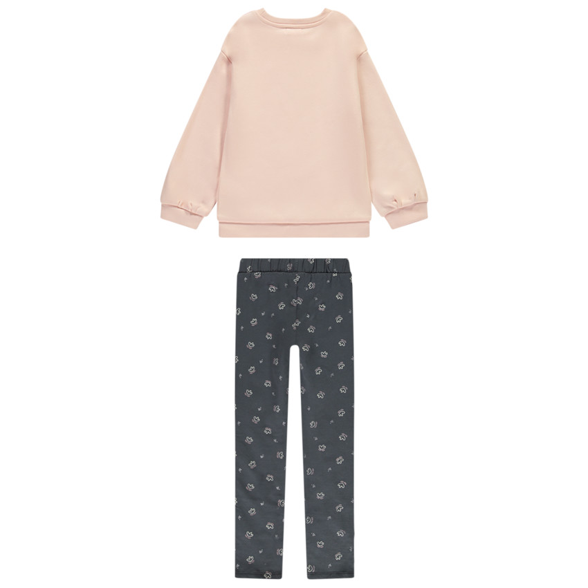 Ensemble jogging molleton motifs fleurs pour fille 