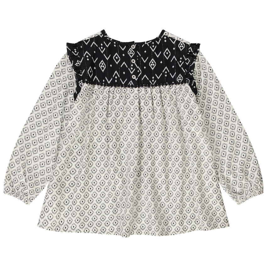 Tunique manches longues imprimé ikat pour fille 
