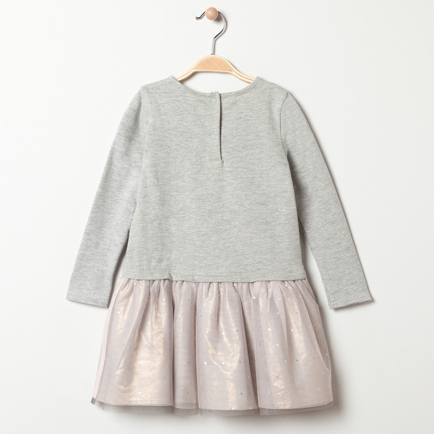 Robe de fêtes effet 2 en 1 bi-matière pour enfant fille 