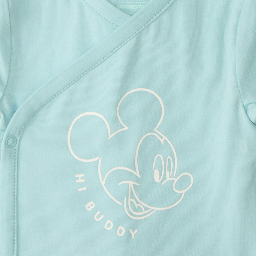 Lot de 3 bodies manches courtes Mickey Disney pour bébé garçon (ouvertures différentes selon l'âge) 
