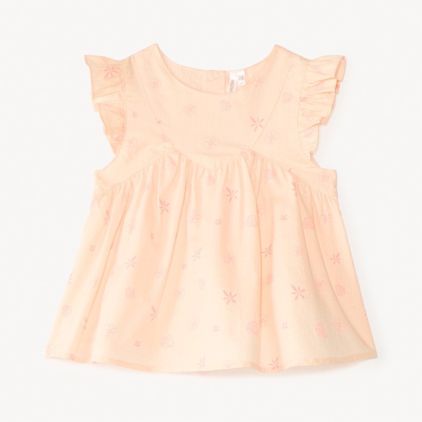 Tunique manches courtes imprimé coquillages pour bébé fille