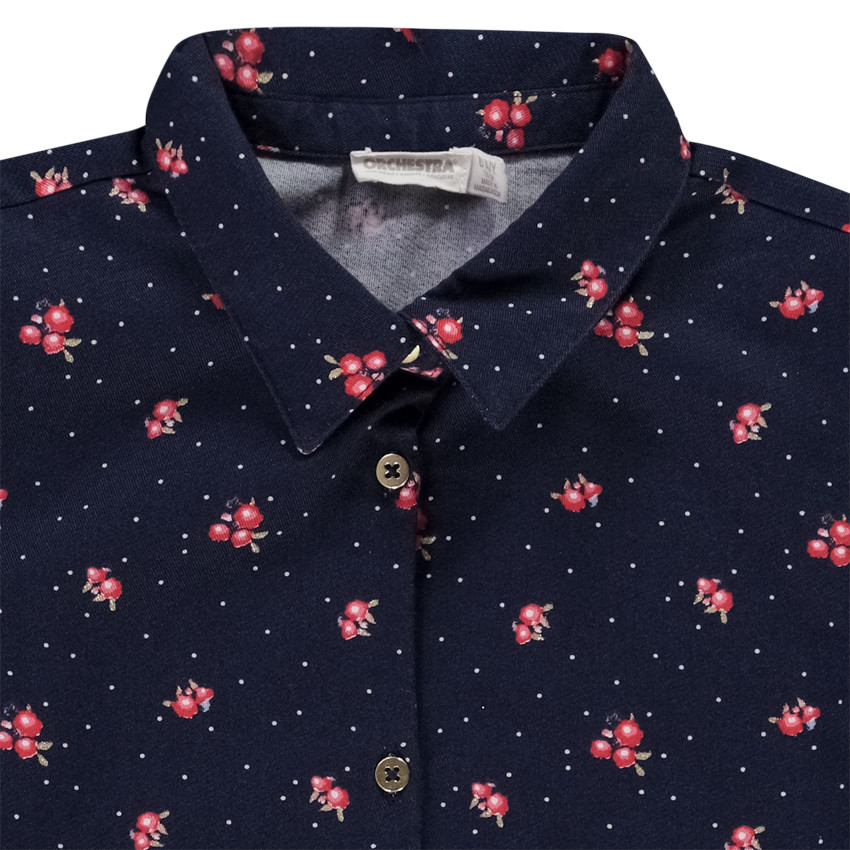 Chemise manches longues imprimé fleuri pour fille 