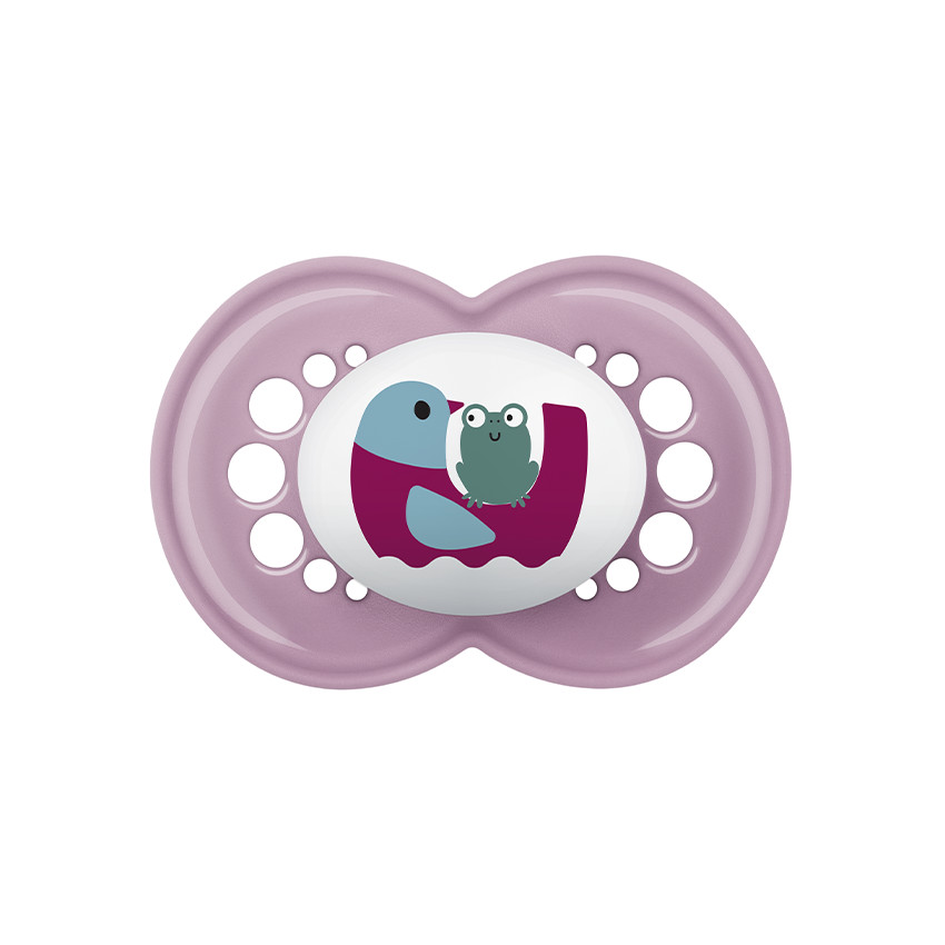 Lot de 2 sucettes silicone animaux 6M+ avec boîte motif aléatoire 