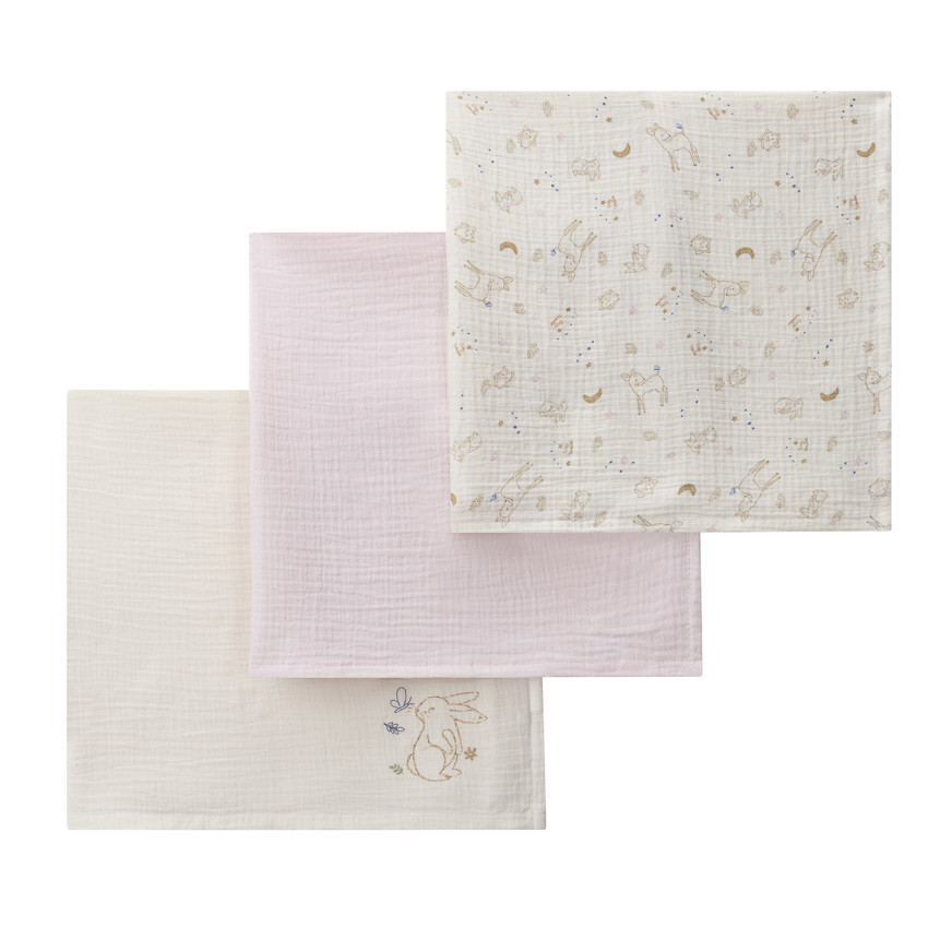 Lot de 3 langes en gaze de coton Little Deer 