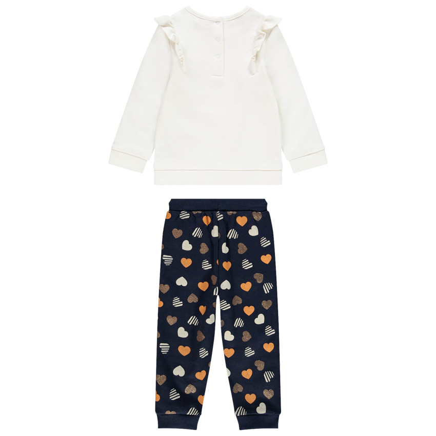 Jogging en molleton print lapin et coeurs pour bébé fille  