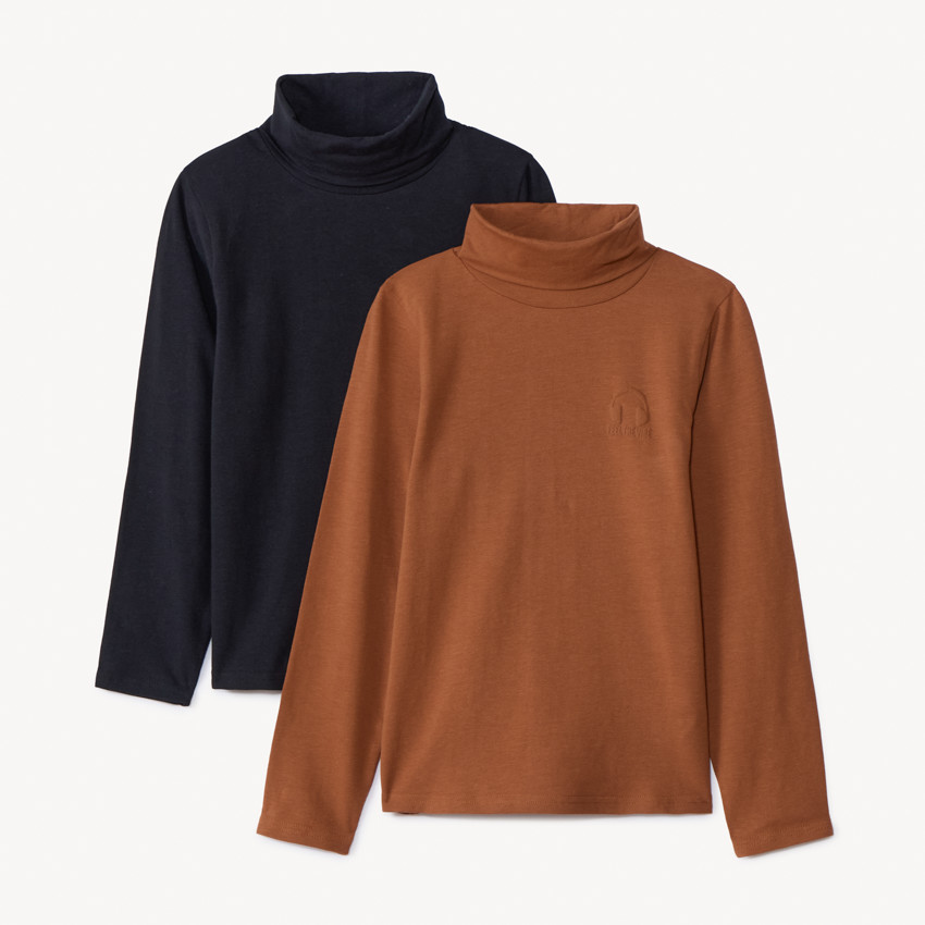 Lot de 2 sous-pulls à col roulé unis avec puff print pour garçon