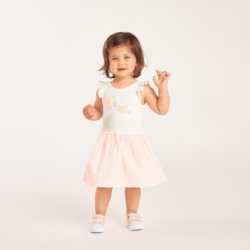 Robe manches courtes effet 2 en 1 rayée pour bébé fille 