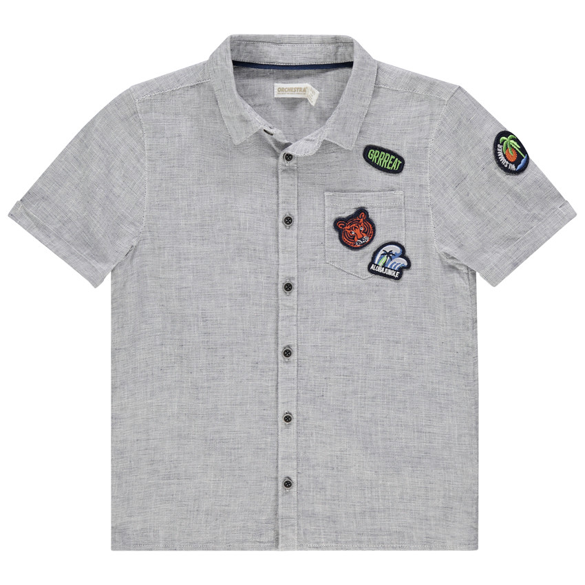 Chemise manches courtes en coton et lin pour enfant garçon 