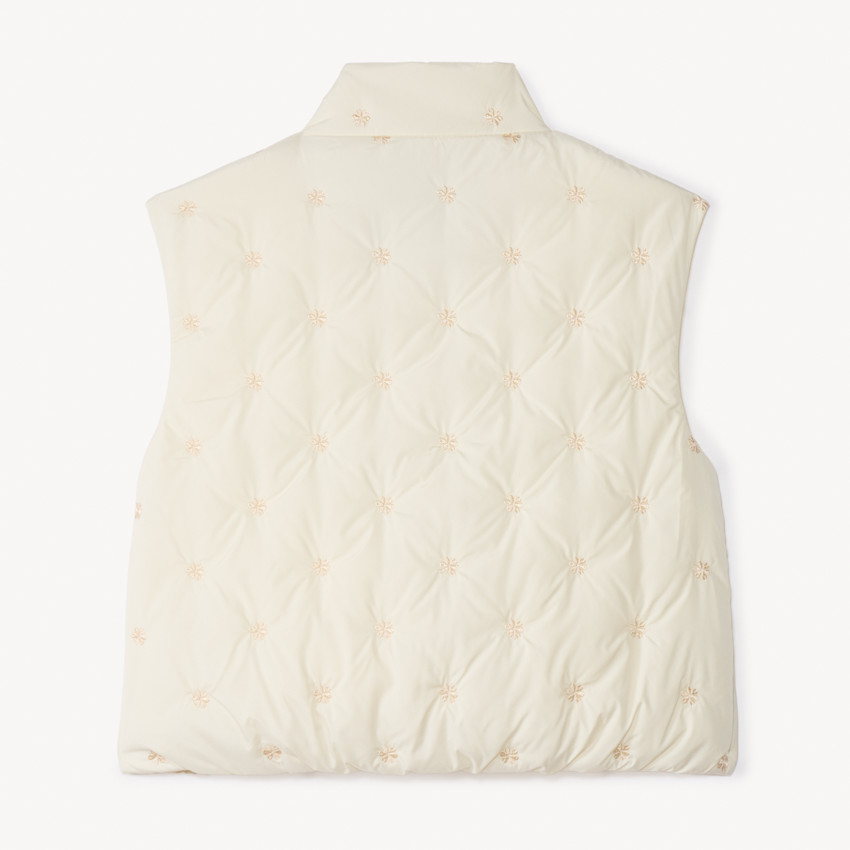 Doudoune sans manches à fleurs brodées pour fille 