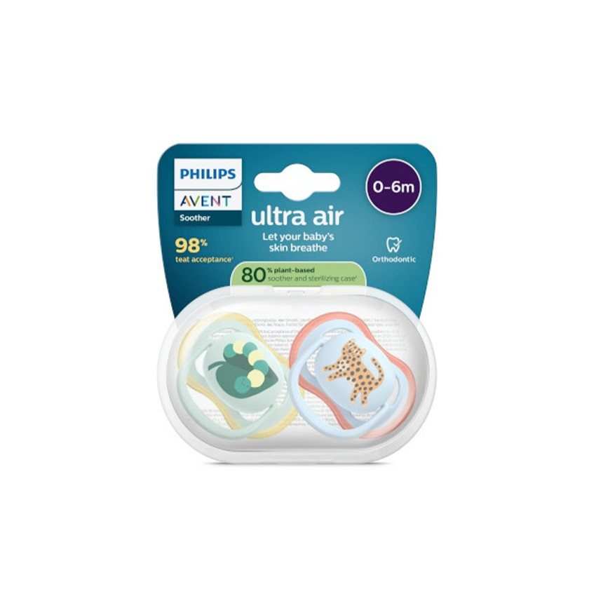 Lot de 2 sucettes silicone 0-6M Ultra Air décorées (lot aléatoire) 