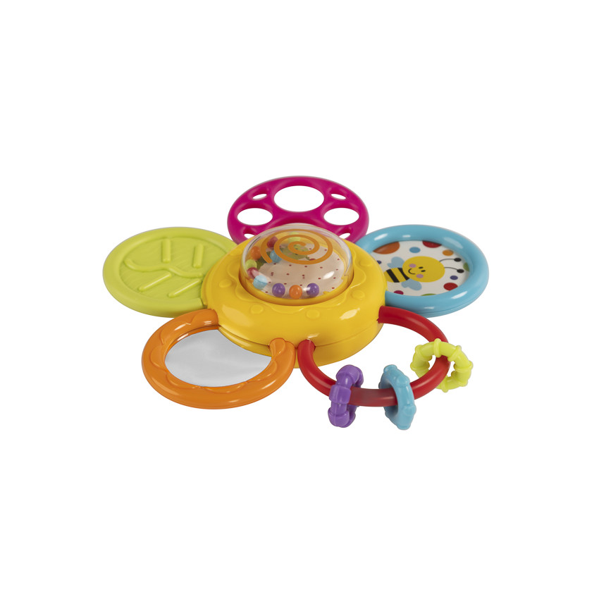 Hochet et anneau de dentition en forme de fleur 