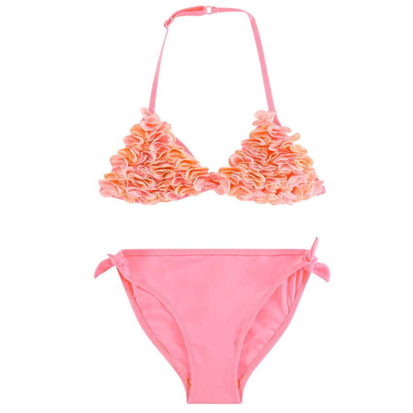 Maillot de bain 2 pièces triangles à frou-frous 