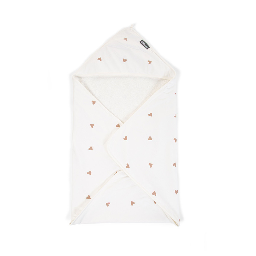 Set de bain avec cape à capuche + gant 80 x 80 cm - Coeur  