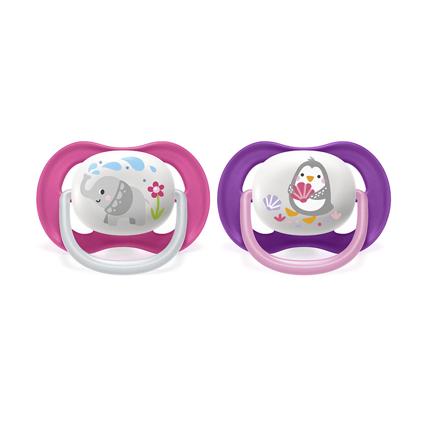 Lot de 2 sucettes silicone Ultra Air 6-18M animals (modèle aléatoire) 