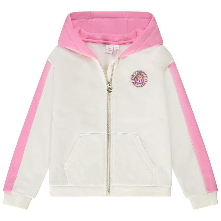 Gilet à capuche en molleton colorblock et badge Minnie Disney pour fille 