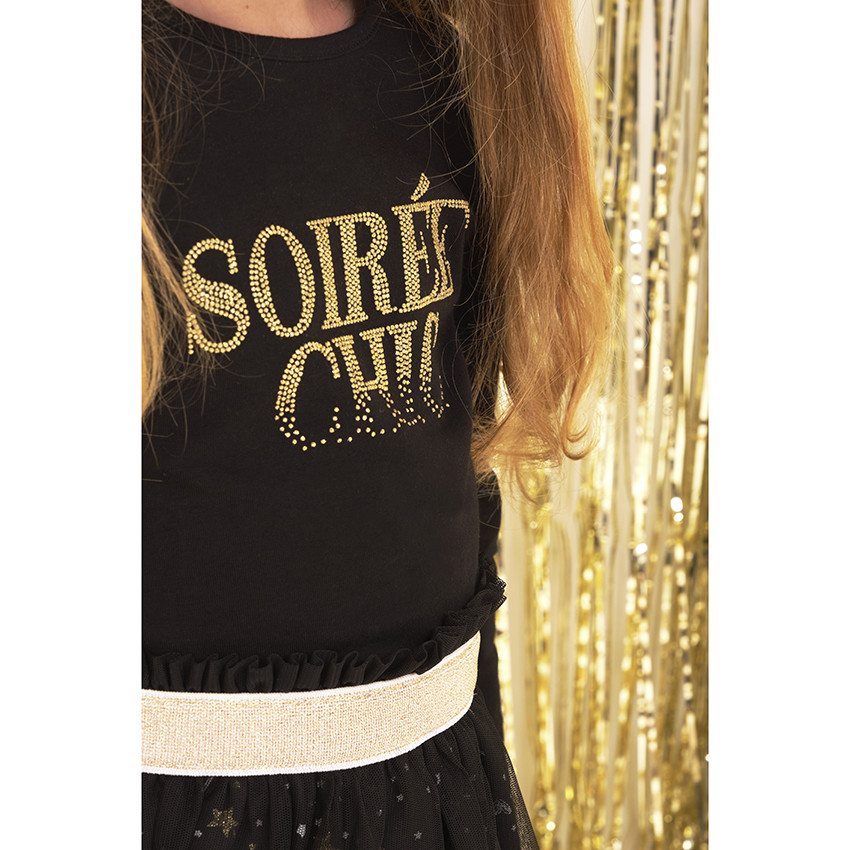 T-shirt manches longues en jersey à strass pour fille 