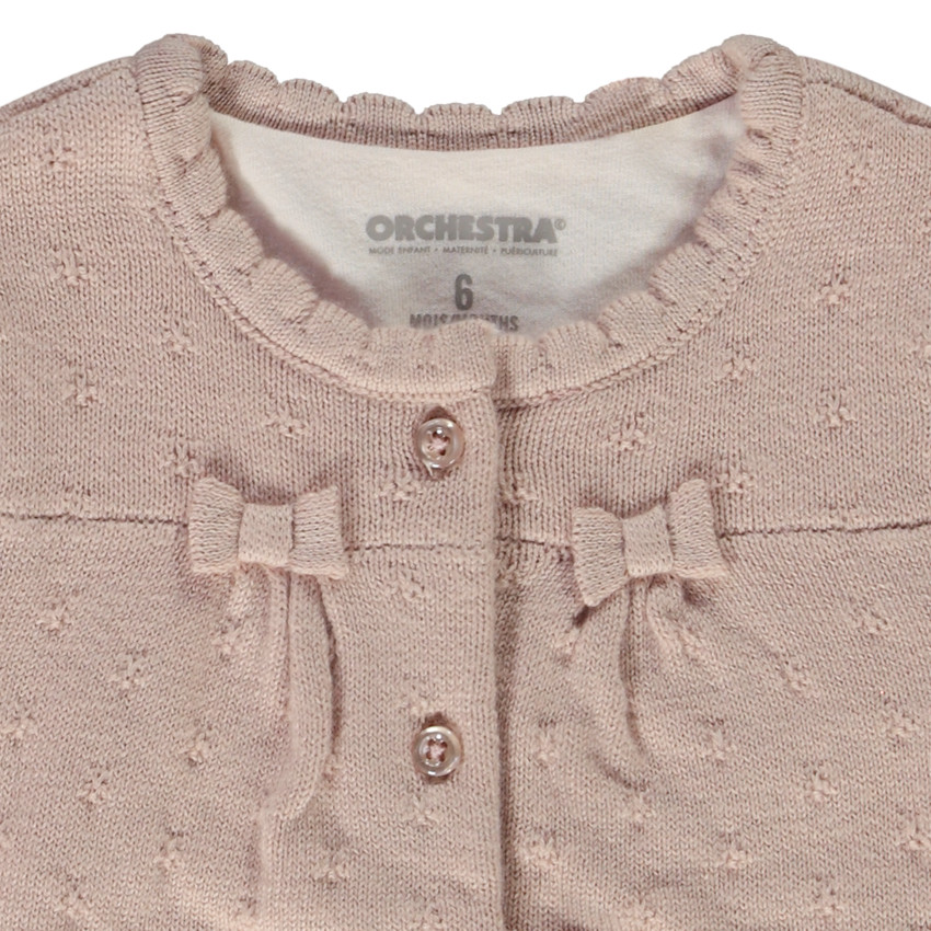 Gilet en tricot fantaisie avec nœuds pour bébé fille 