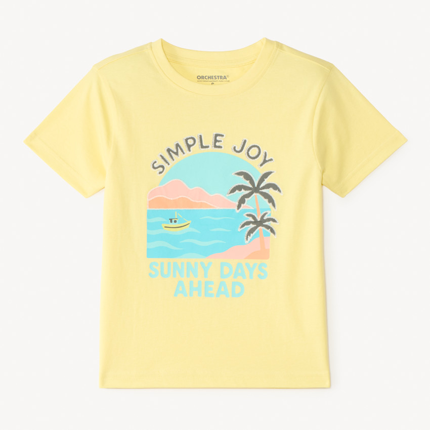 T-shirt manches courtes uni print estival fantaisie pour garçon