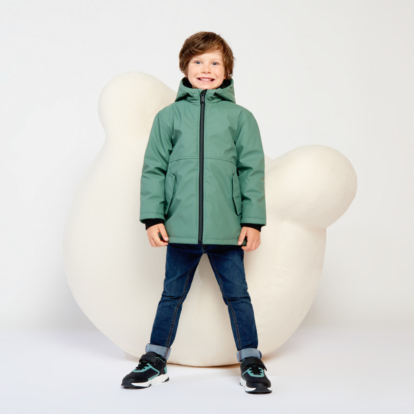 Parka gomme à capuche et doublure micropolaire pour garçon