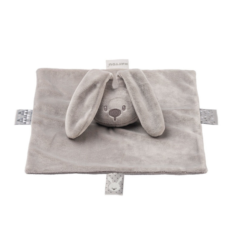 Doudou plat lapin Lapidou - Gris Main Doudou plat lapin Lapidou - Gris