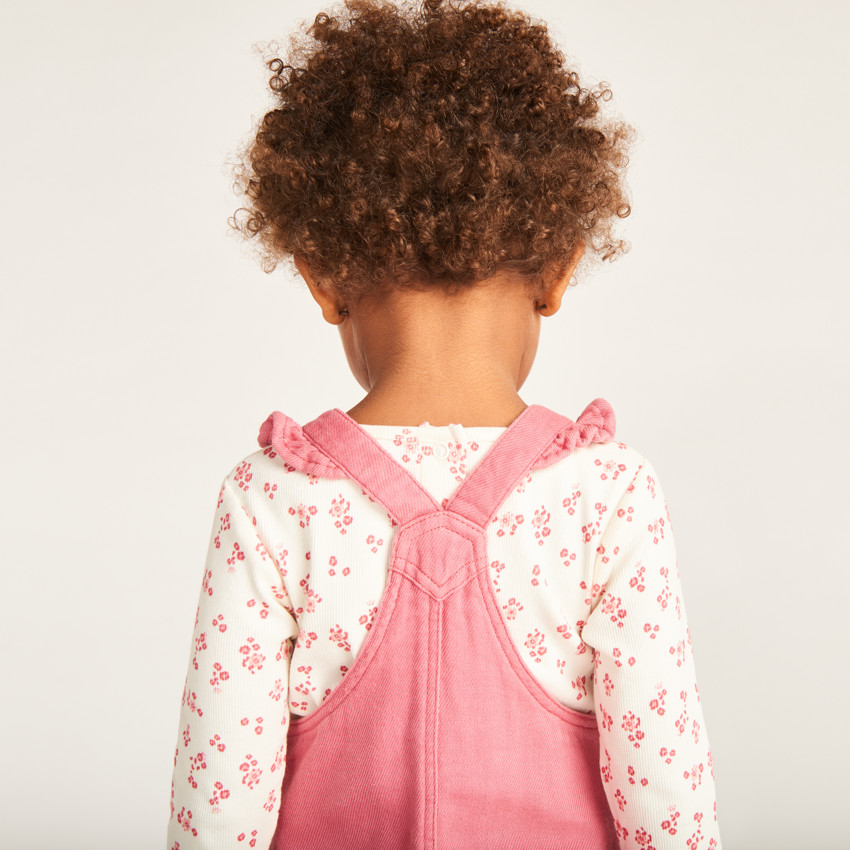 Ensemble 2 pièces avec robe salopette fleuri pour bébé fille 