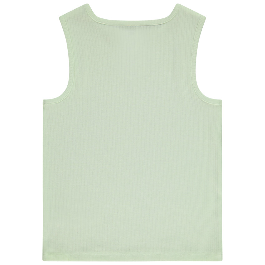 Débardeur uni côtelé à goutte ajourée pour fille 