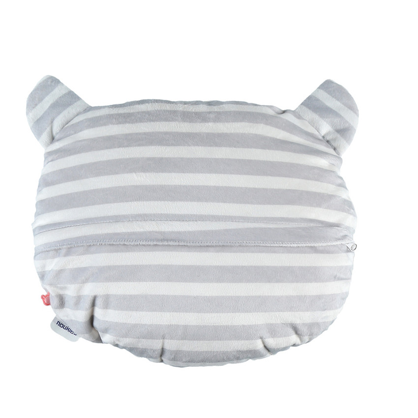 Coussin de décoration Anna et Milo rayé - Gris/Blanc  