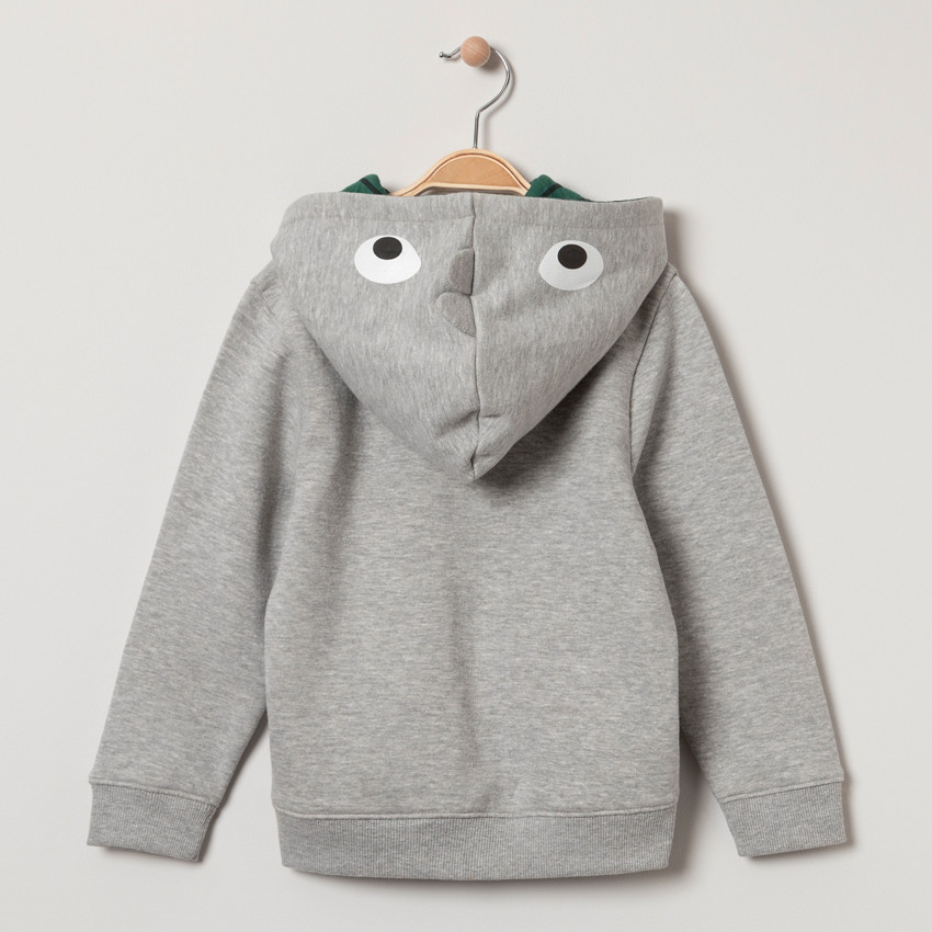 Gilet en molleton zippé à poches et dents de dinosaure printées 