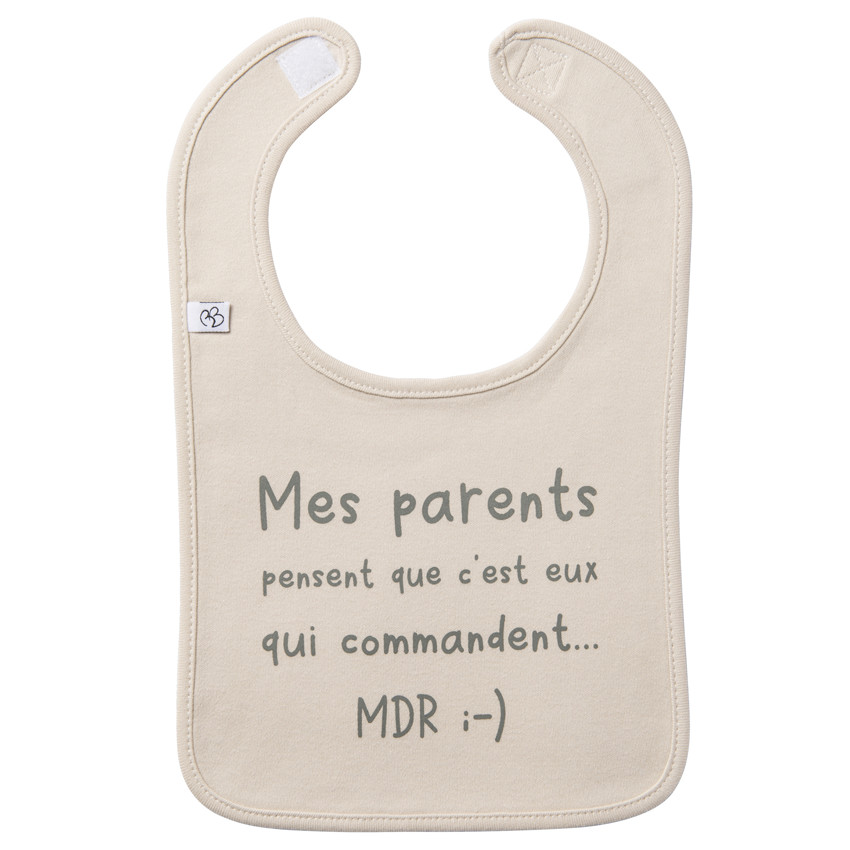 Bavoir "Mes parents..." Sable