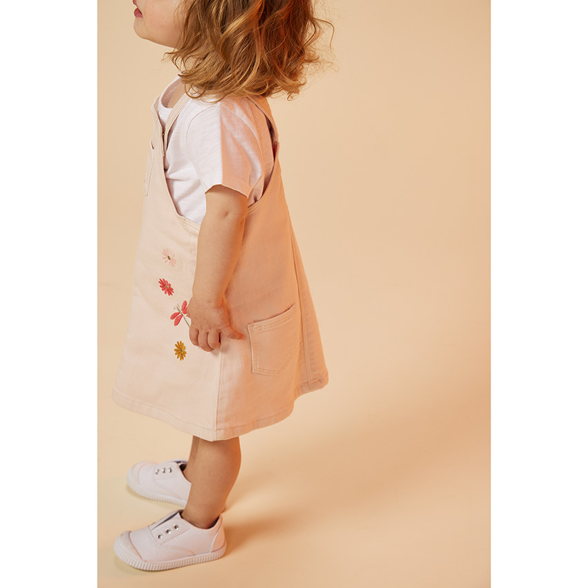 Robe en denim avec broderies fleurs pour bébé fille 