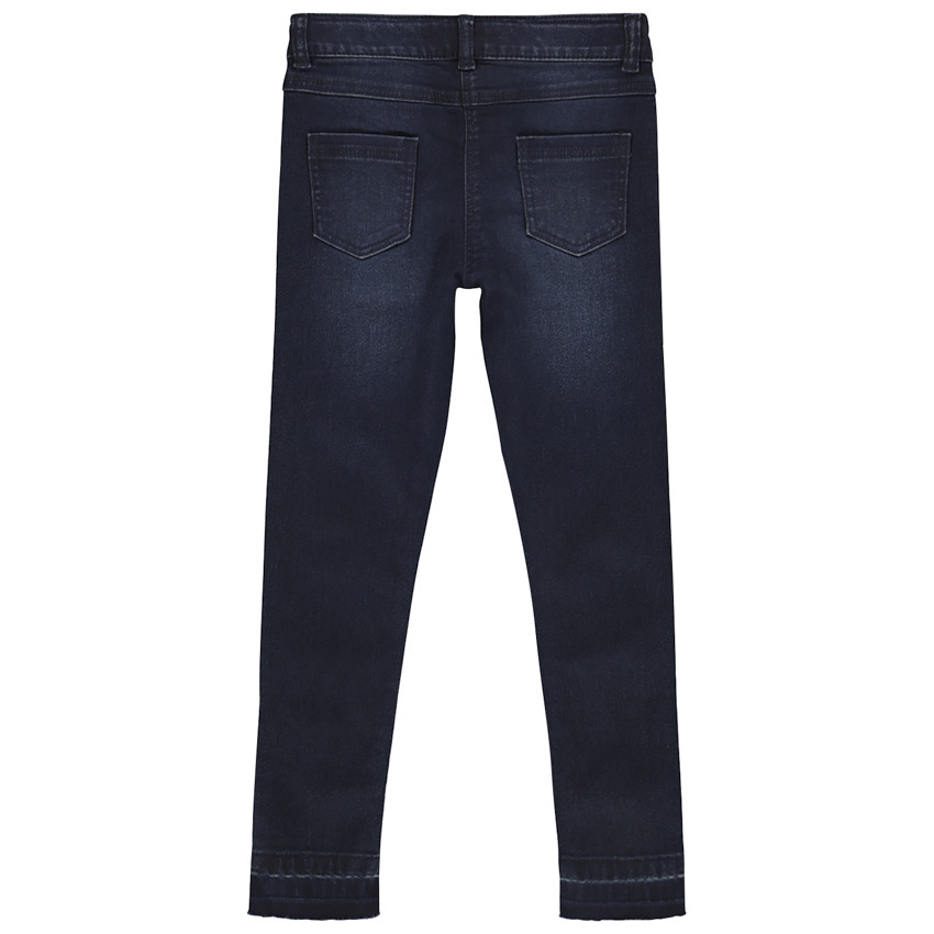 Jean slim avec broderie fleurs pour fille 