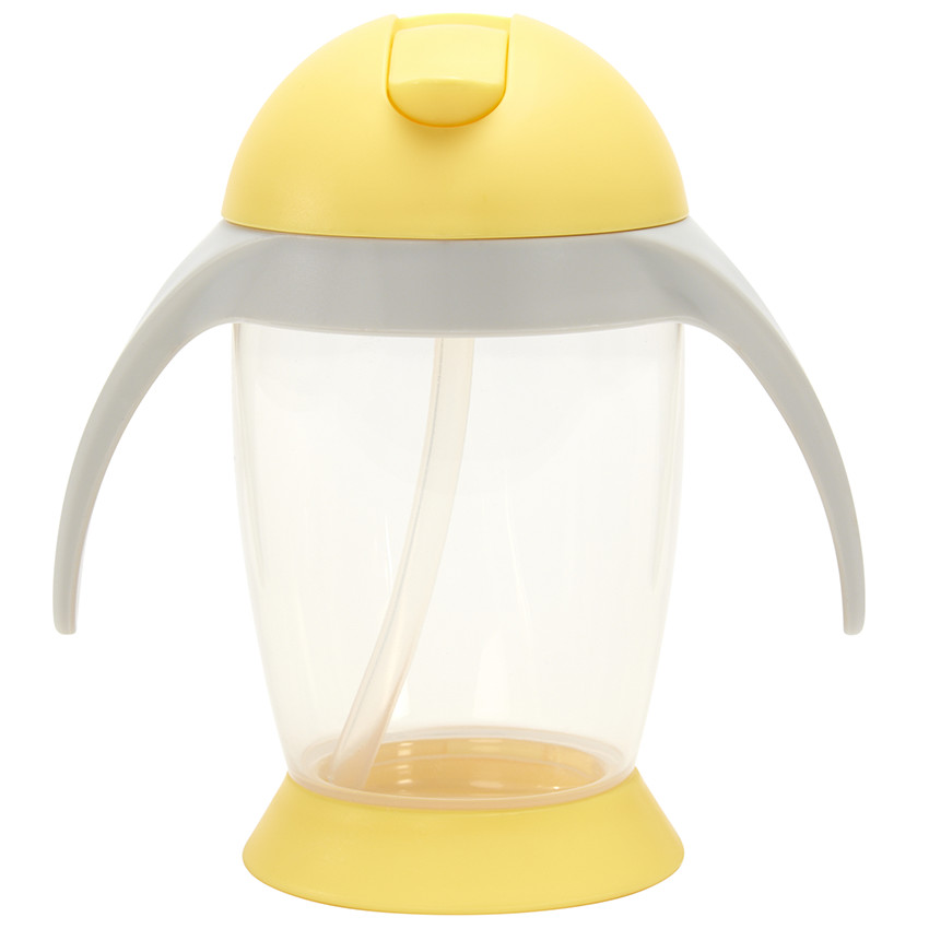 Tasse d'apprentissage à paille et anses 300 ml jaune/gris 