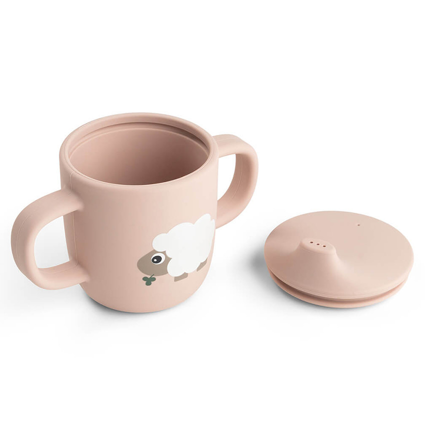 Tasse d'apprentissage en silicone Tiny farm Rose 