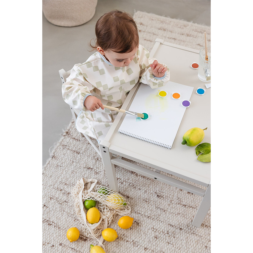 Bavoir tablier manches longues Happy Fruits Kaki Clair 