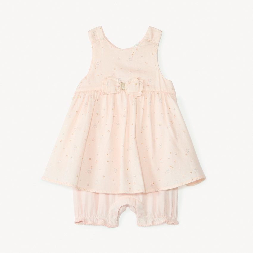 Combinaison courte effet 2-en-1 imprimé fantaisie pour bébé fille 