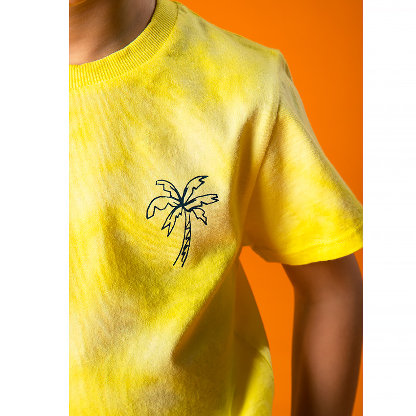 T-shirt manches courtes tie and dye print palmier pour garçon 