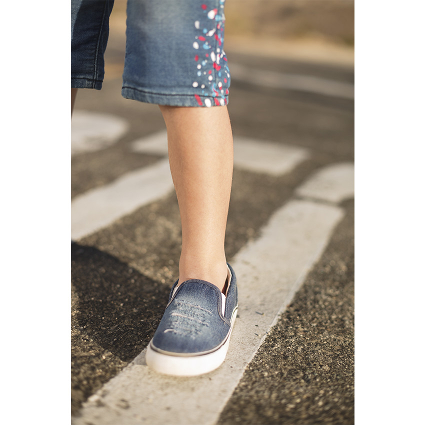 Baskets basses en toile effet used du 28 au 38 