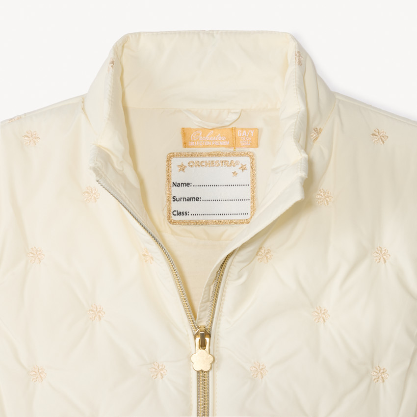 Doudoune sans manches à fleurs brodées pour fille 