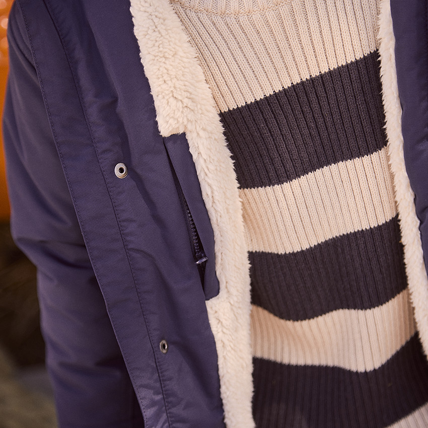 Parka à capuche avec fausse fourrure amovible pour garçon 